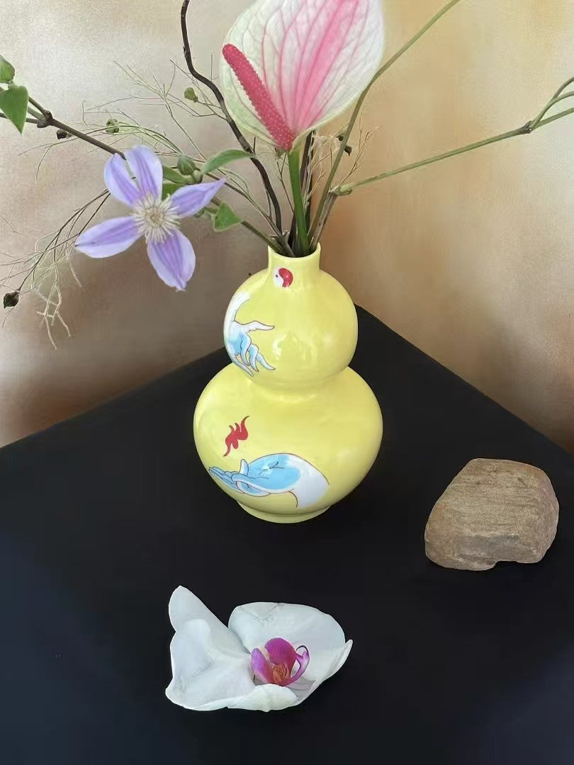 Yellow Double-Gourd Vase